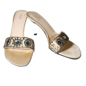 Franco Sarto heels size 10 slip on rhinestones ivory color